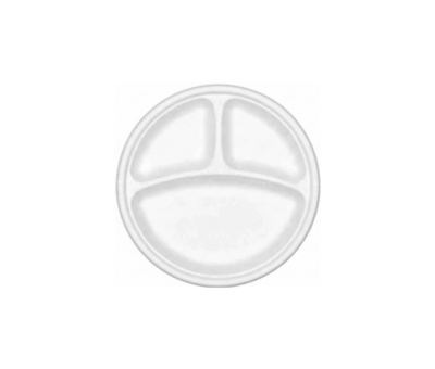 10 Inch 3-compartment Plate — Compostable Bagasse