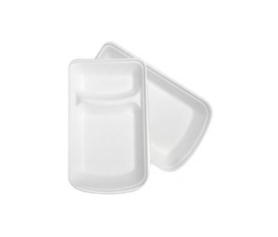 2-Compartment Snack Tray — Compostable Bagasse