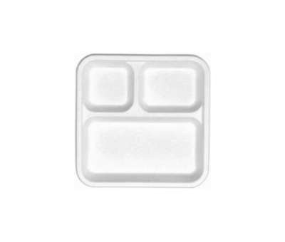 3 Compartment Meal Tray — Compostable Bagasse