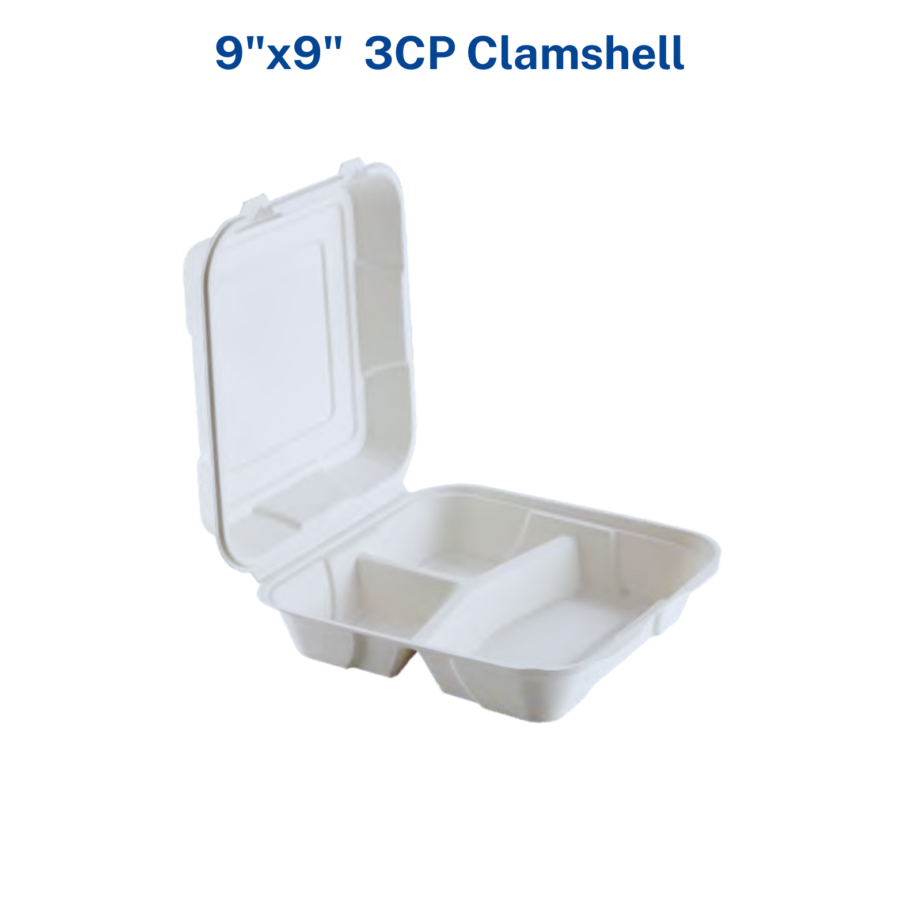 9 x 9  – 3-compartment Clamshell