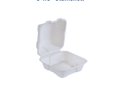 6×6 Clamshell — Compostable Bagasse